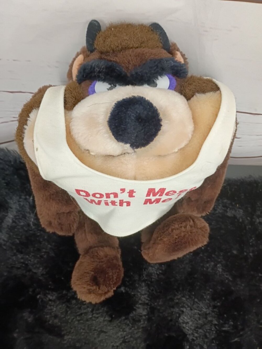 VTG Tasmanian Devil Taz 11" Plushβ Toy 1990 Looney Tunes W/Bendable Legs & Shirt